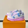 Louis Vuitton Men White and Blue Leather Sneakers product view 3