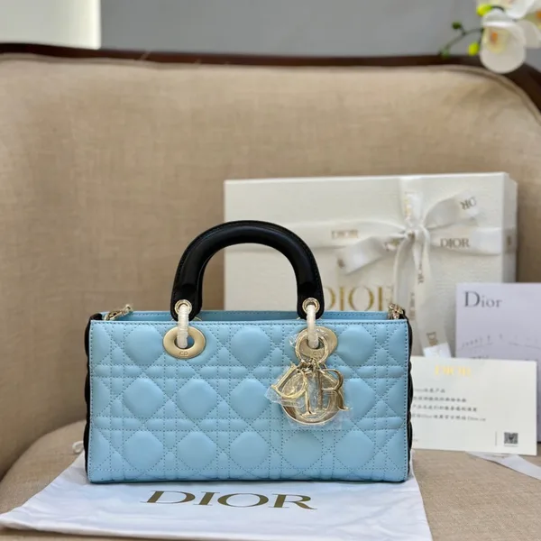 Dior D-Joy Women’s Handbag, Ice Blue Cowhide Leather, 26 cm product view 1