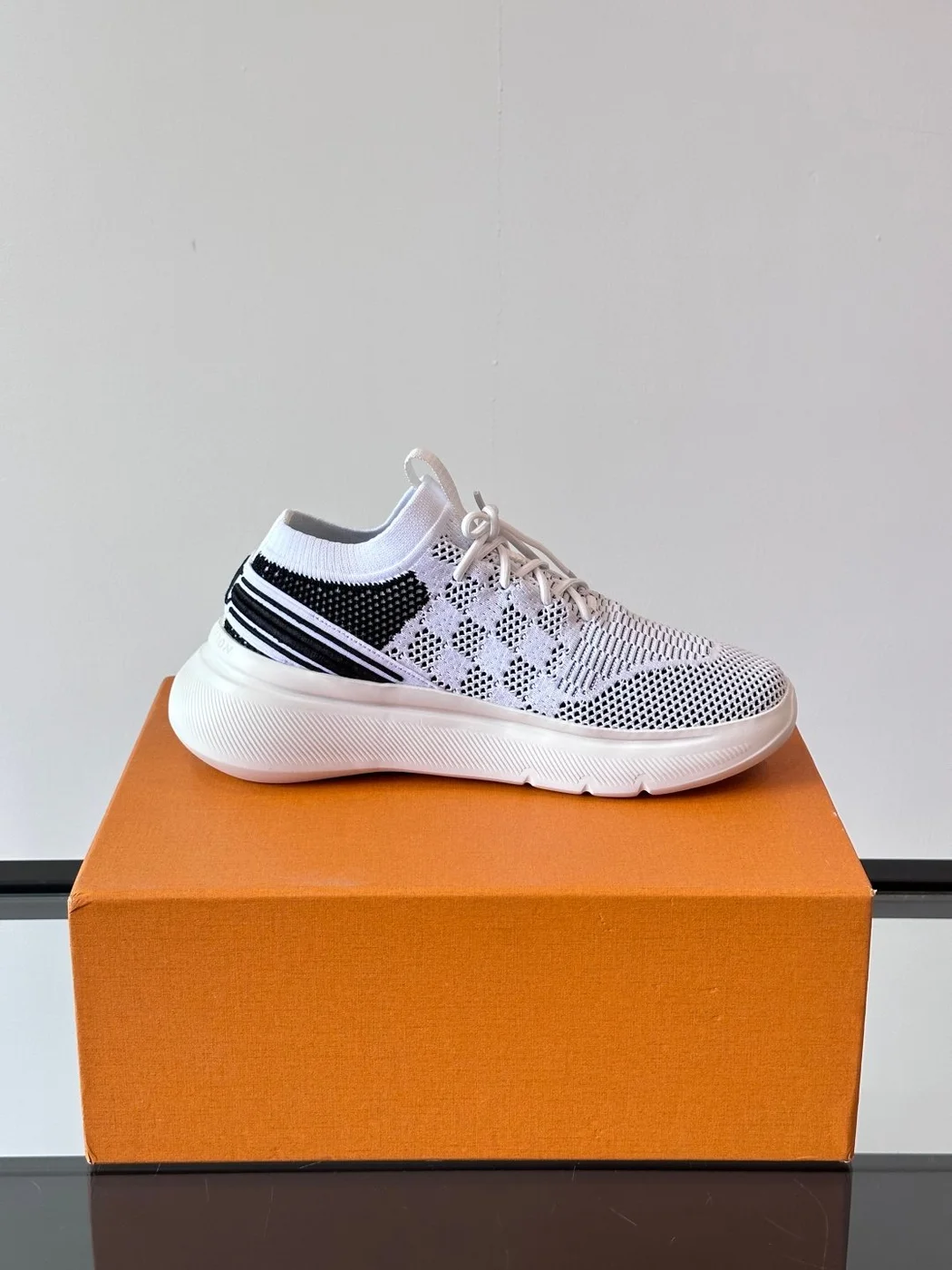 Louis Vuitton Men White Knit Mesh Sneakers product view 6