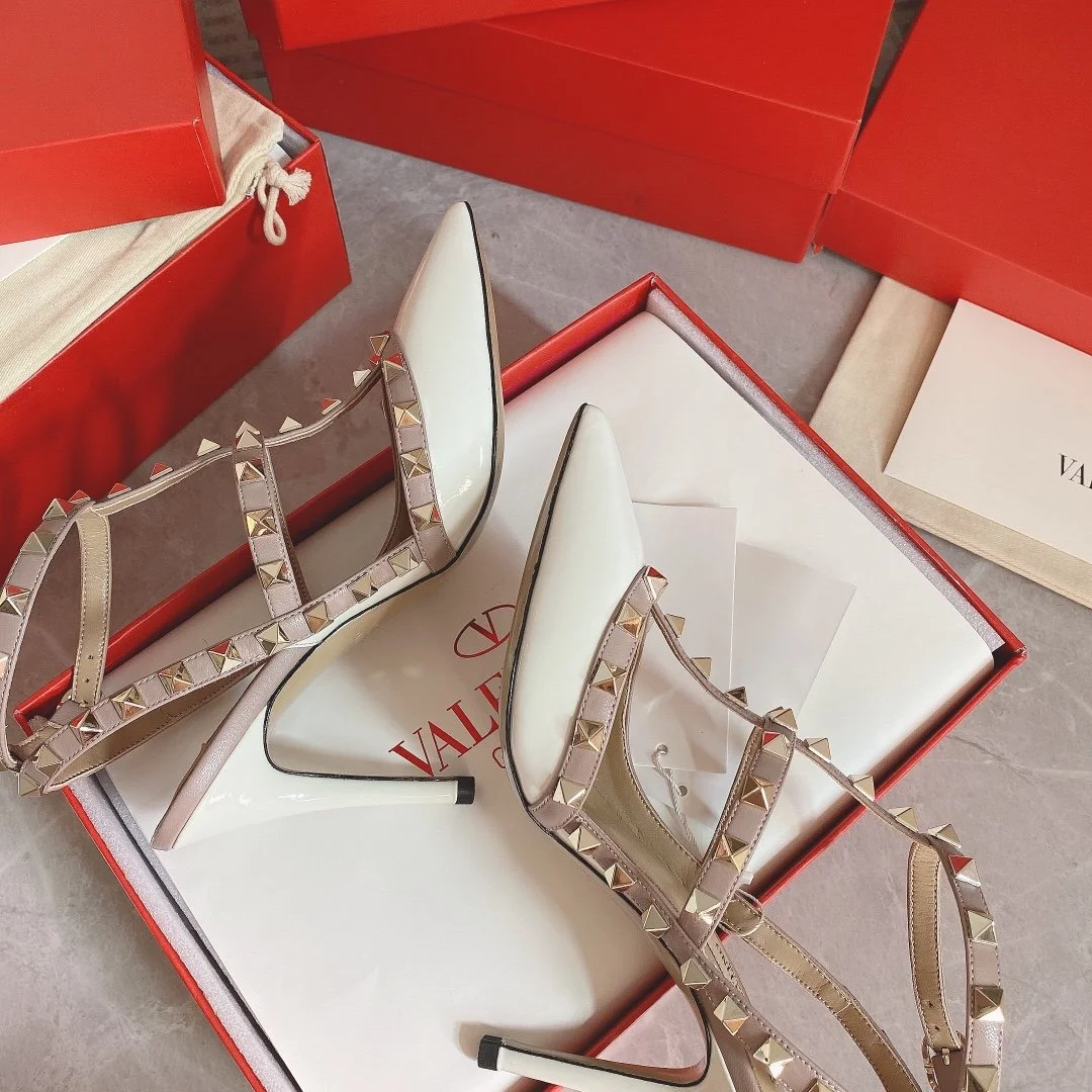 Valentino Women White Patent Leather Rockstud Pumps product view 5