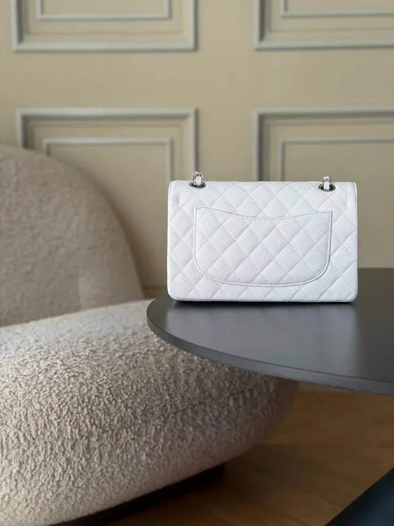 Chanel Classic Flap caviar Silver hardware Bag product view 3