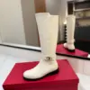 Valentino Women White Leather Knee High Boots — Ankle-Strap Detail product view 5
