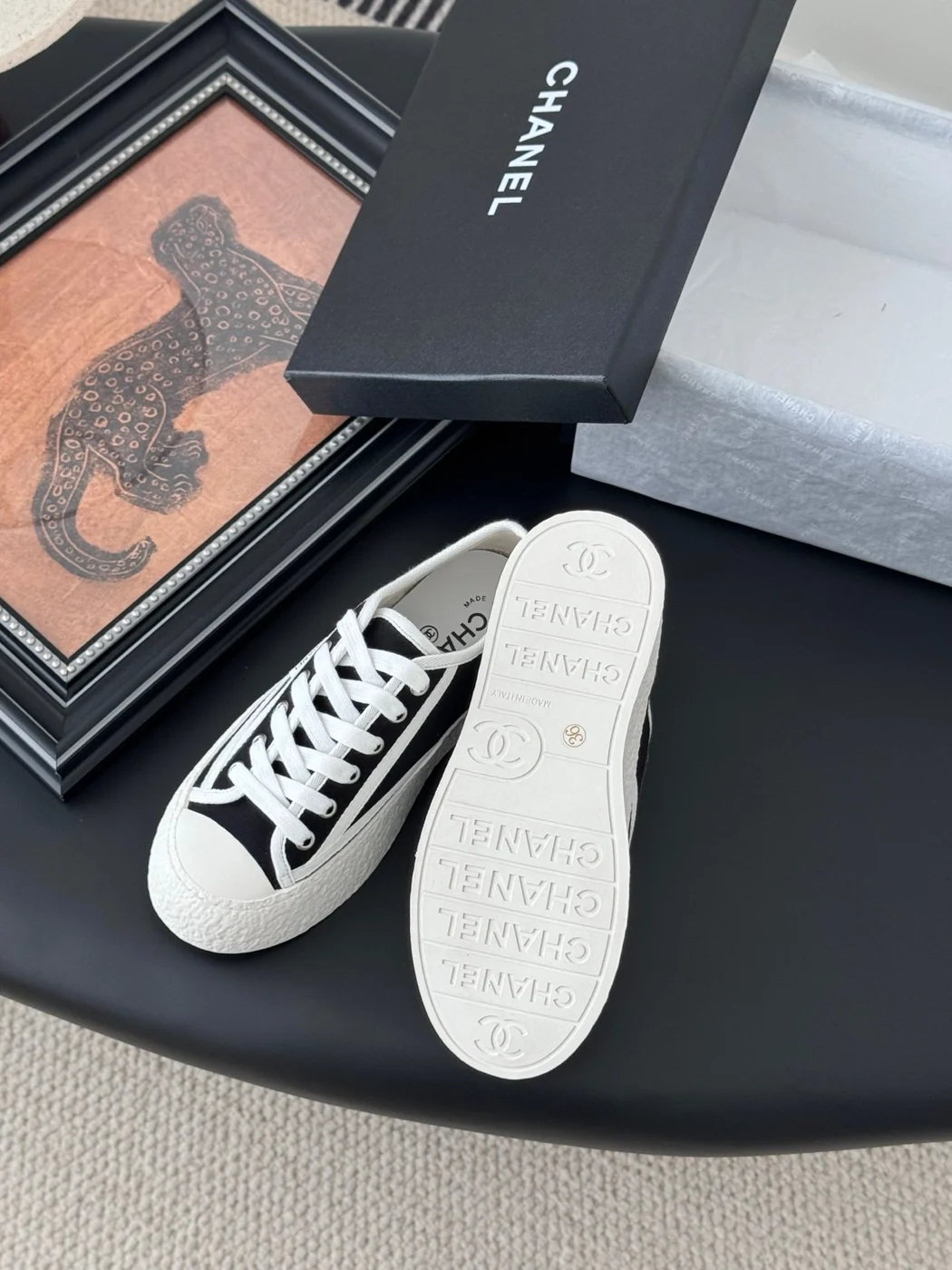 Chanel Women Black Canvas Casual Sneakers product view 4