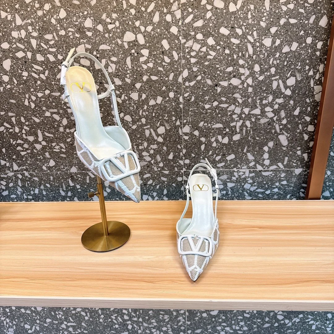 Valentino Women White Mesh Slingback Pumps product view 3
