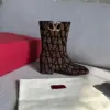 Valentino Women Brown Fabric Logo Pattern Boots product view 5