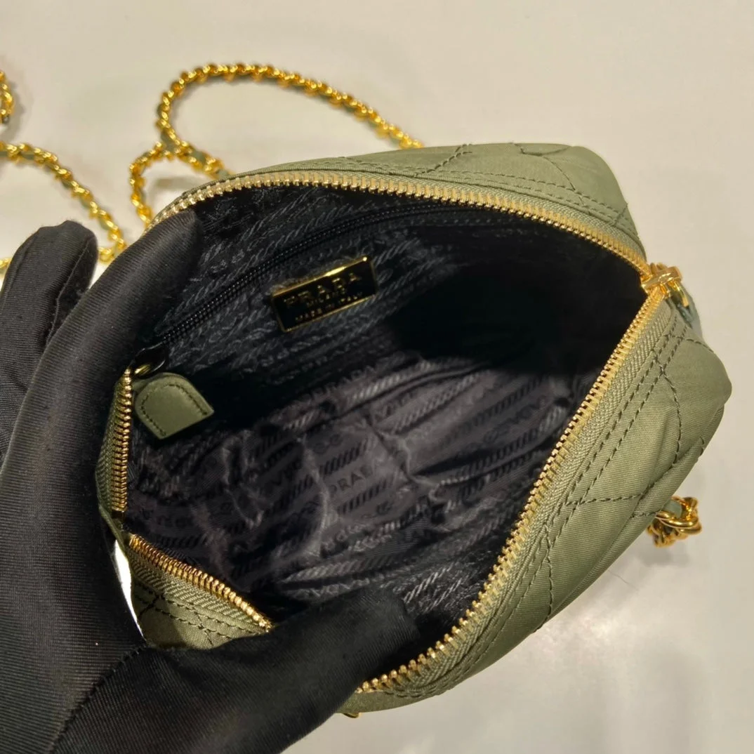 Prada Quilted Hobo Bag 19 In Pickle Green Handmade Nylon Gold Hardware product view 2