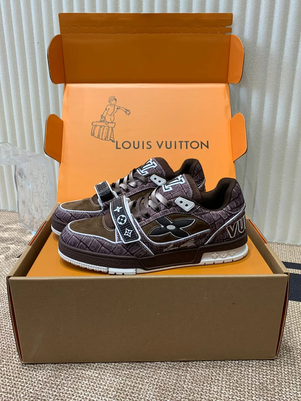 Louis Vuitton Women Brown Suede Leather Sneakers product view 5