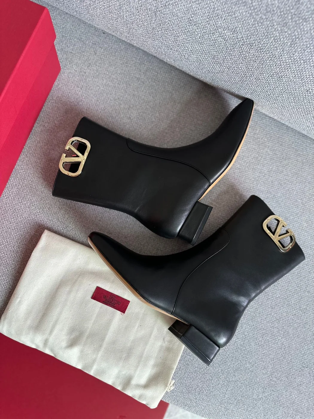 Valentino Women Black Leather Ankle Boots product view 6