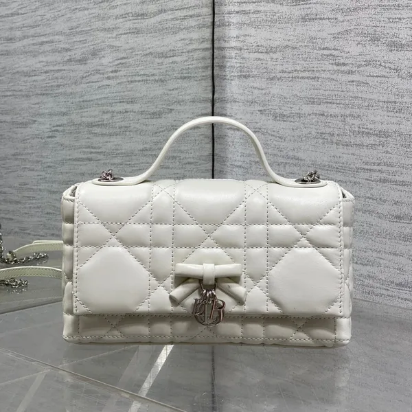 Dior My Dior Mini Bag in White Lambskin product view 1