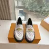 Louis Vuitton Women White Patterned Leather Loafers product view 3