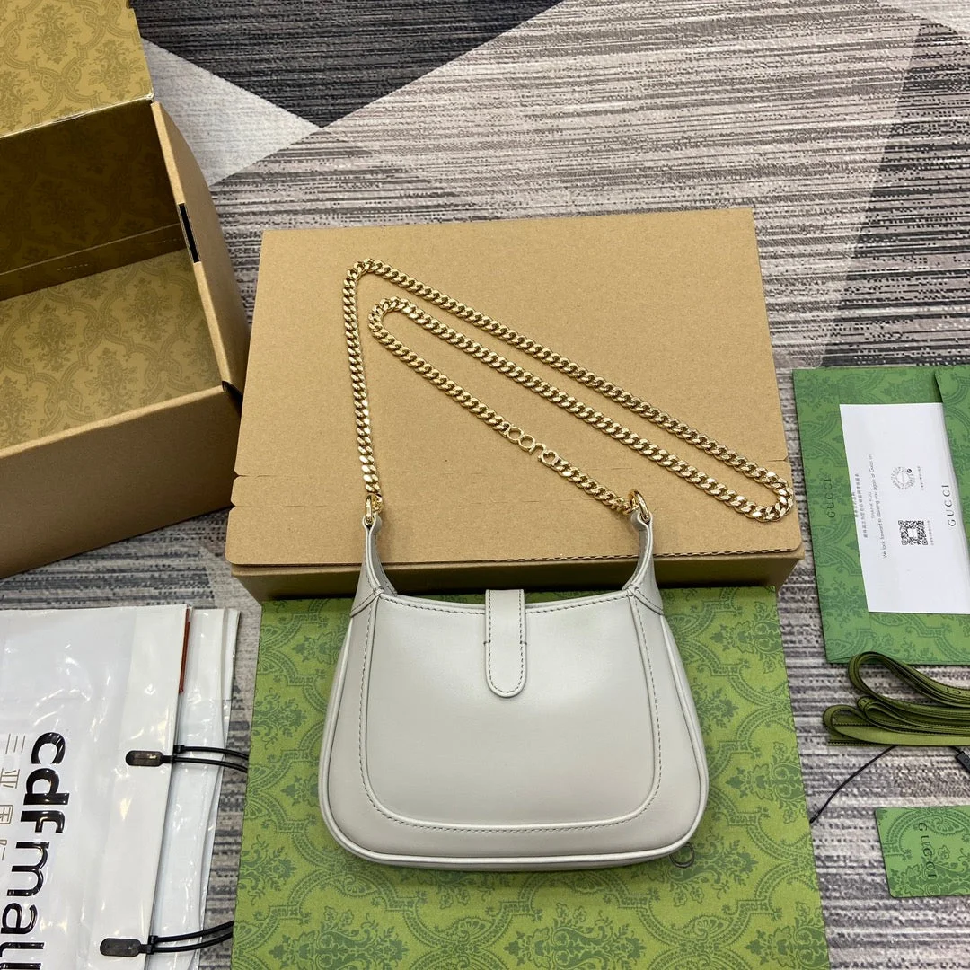 Gucci Jackie Notte Mini Bag 19 In White Calfskin Gold Hardware product view 8