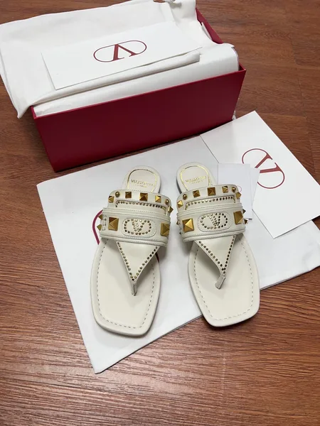 Valentino Women White Leather Studded Sandals product photo