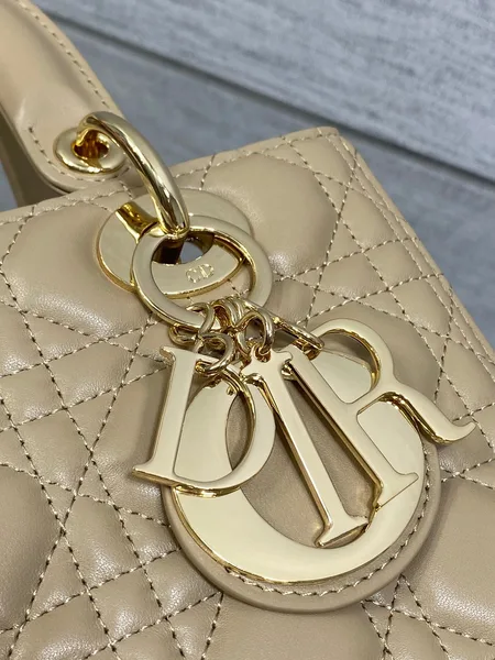 Dior Medium Lady Bag 24 In Powder Beige Gold Hardware product view 3