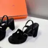 Hermès Women Black Suede Sandals product view 4