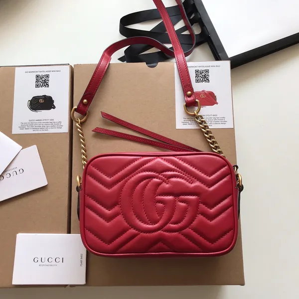Gucci Calfskin Matelasse Mini GG Marmont Chain Shoulder Bag product view 4
