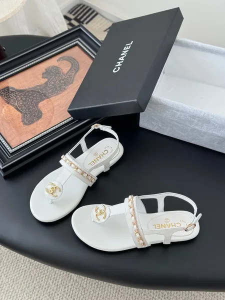 Chanel Women White Leather Sandals product view 2