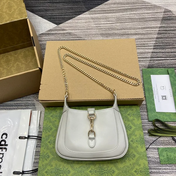 Gucci Jackie Notte Mini Bag 19 In White Calfskin Gold Hardware product view 1