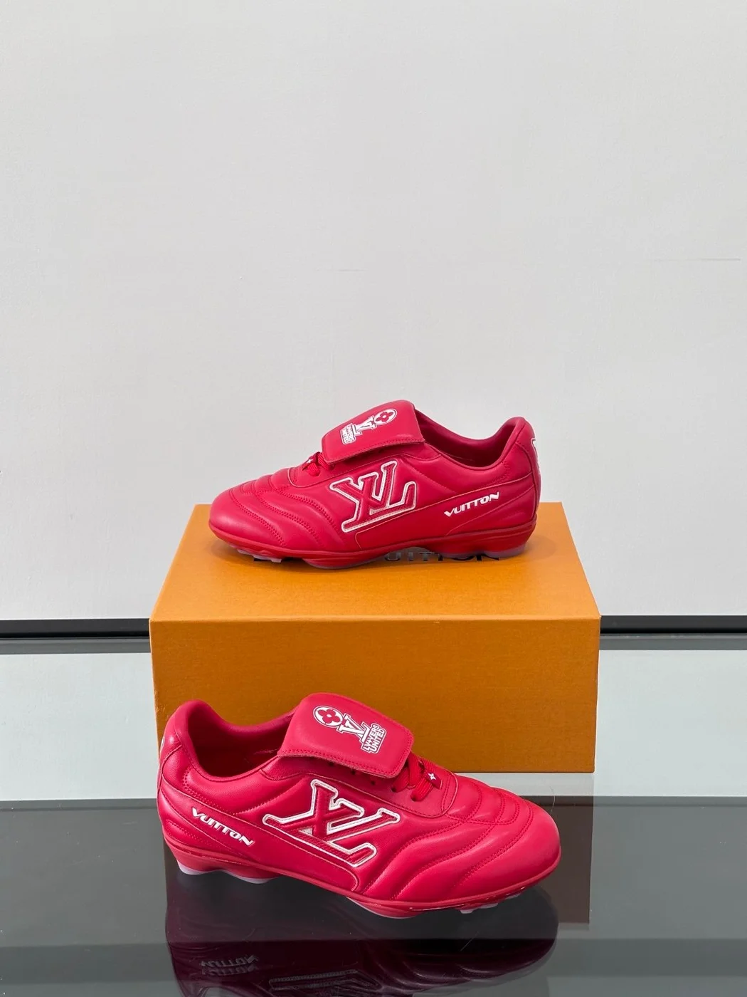 Louis Vuitton Men Red Leather Sneakers product view 4
