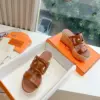 Hermès Women Brown Leather Espadrille Sandals product view 4