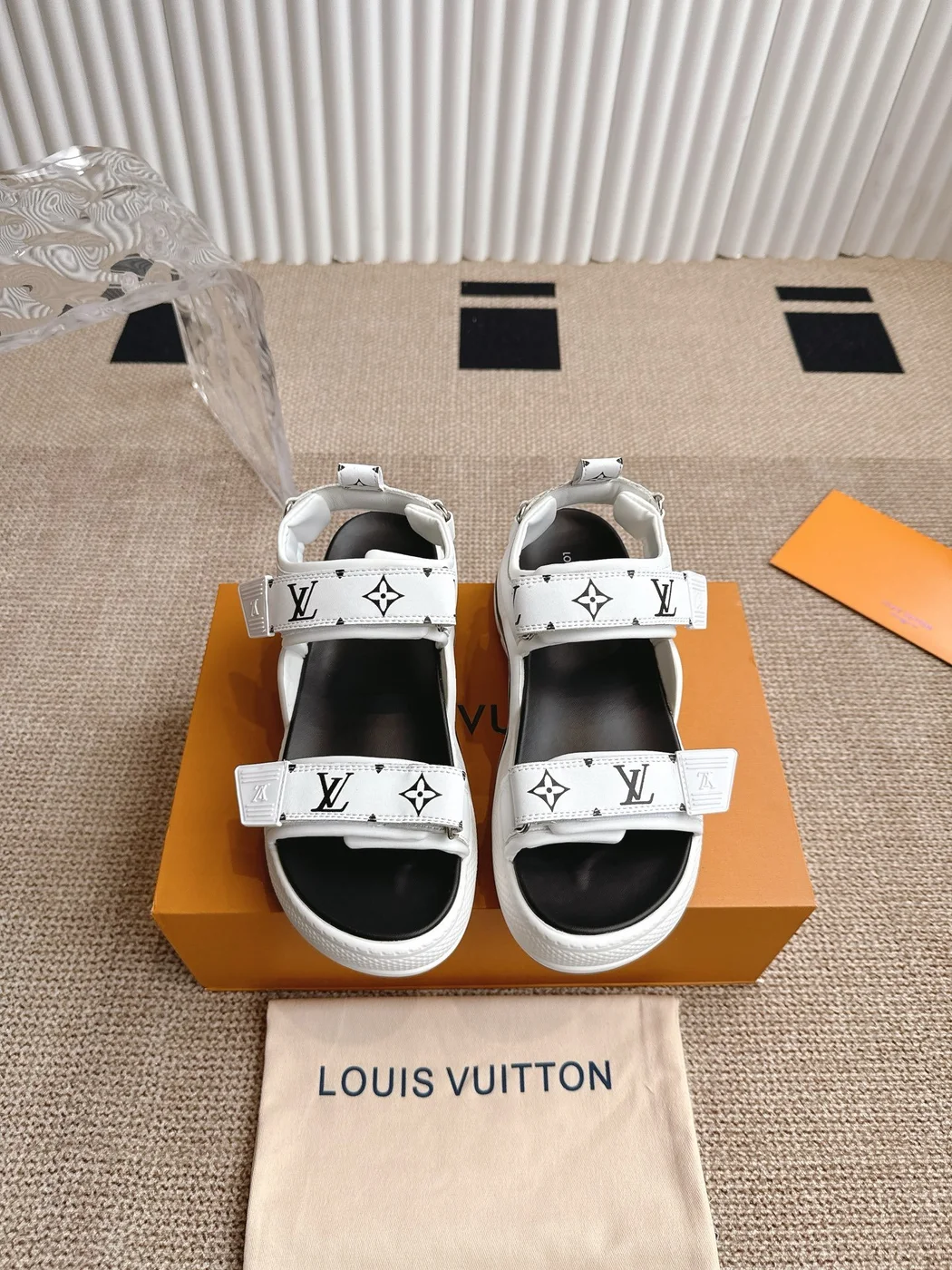 Louis Vuitton Women White Synthetic Strap Sandals product view 1