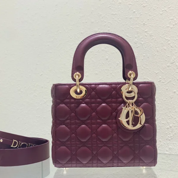 Dior Lady Abc High-end Women’s Handbag, Dark Red, Soft Leather 20 cm product view 1