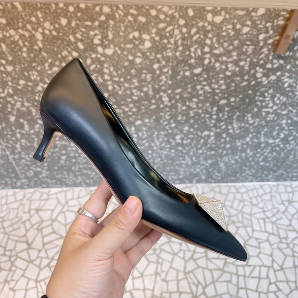Valentino Women Black Leather Embellished Pumps product view 1