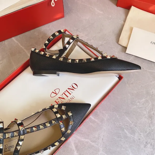Valentino Women Black Leather Studded Flats product view 3