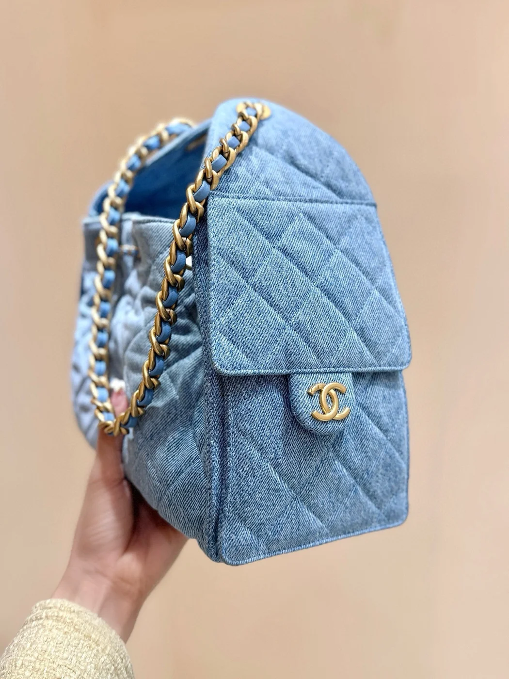Chanel 25 Small In Blue 30 Denim Gold Hardware Bag product view 7