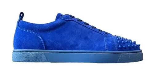 Christian Louboutin Louis Junior Spikes Suede-Effect Sneakers Blue product view 1