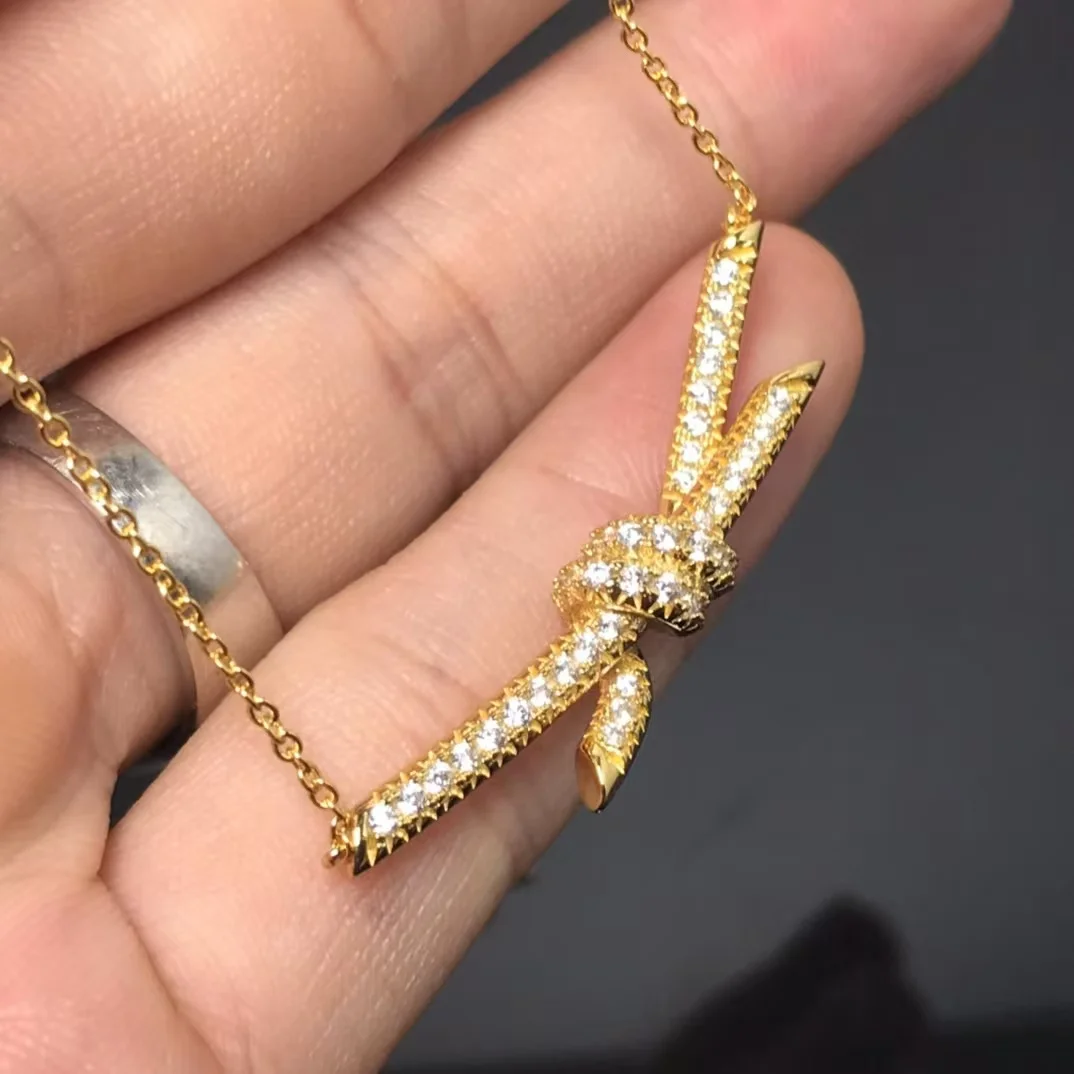 Tiffany  Co. Knot Full Pavé-Effect Pendant Necklace Gold-Tone product view 2
