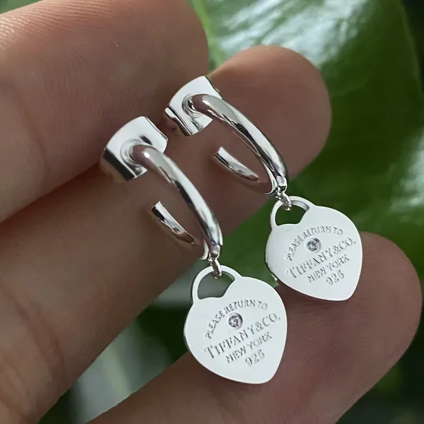 Tiffany  Co. Heart Tag Hoop Earrings Silver-Tone product view 2