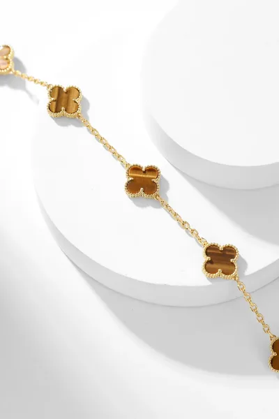 Van Cleef  Arpels Alhambra Brown Ten-Motif Gold-Tone Necklace product view 4