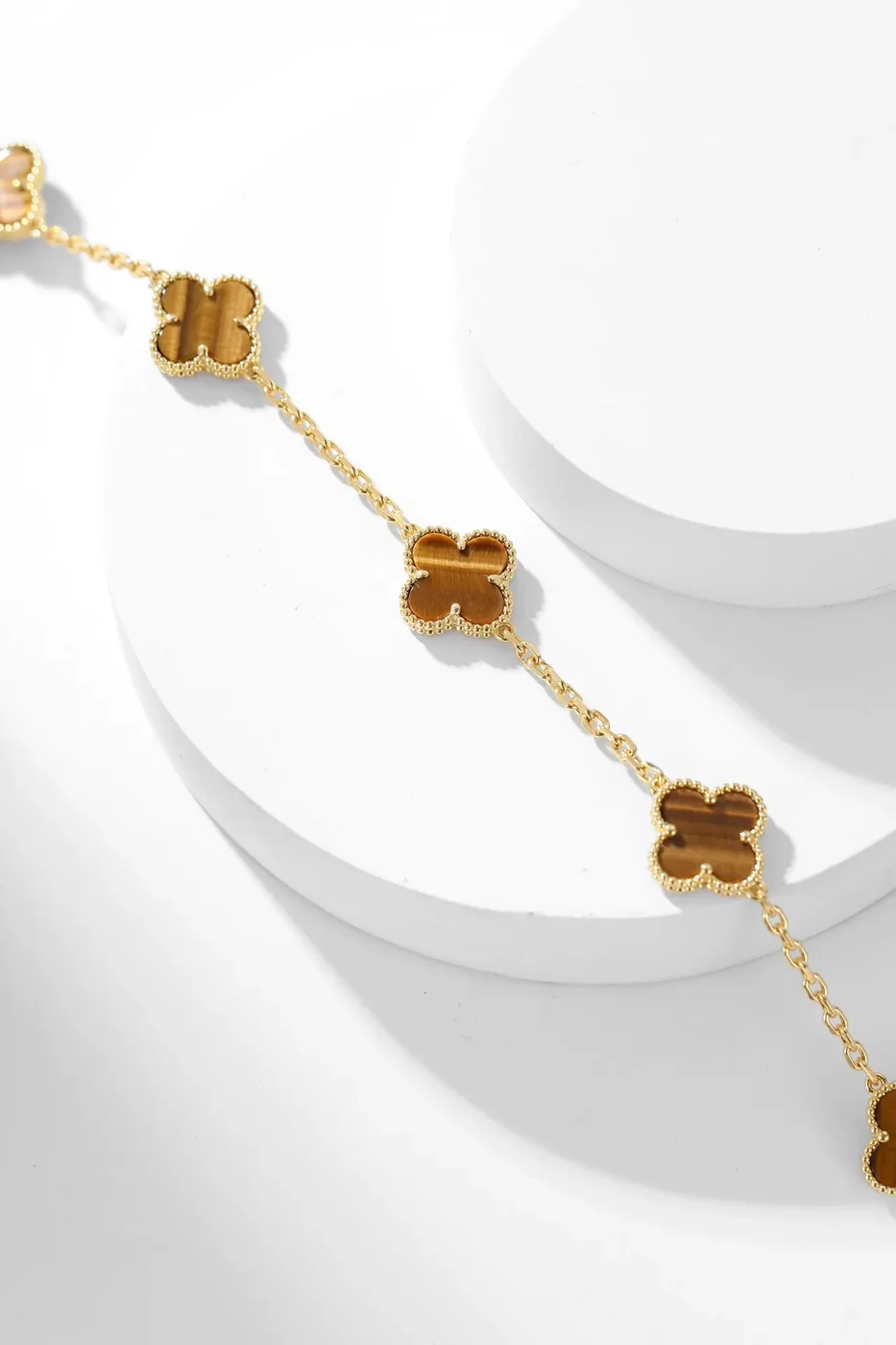 Van Cleef  Arpels Alhambra Brown Ten-Motif Gold-Tone Necklace product view 4