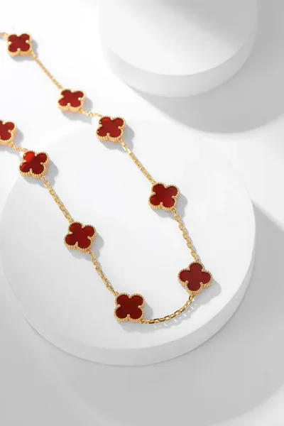 Van Cleef  Arpels Alhambra Red Ten-Motif Gold-Tone Necklace product view 5