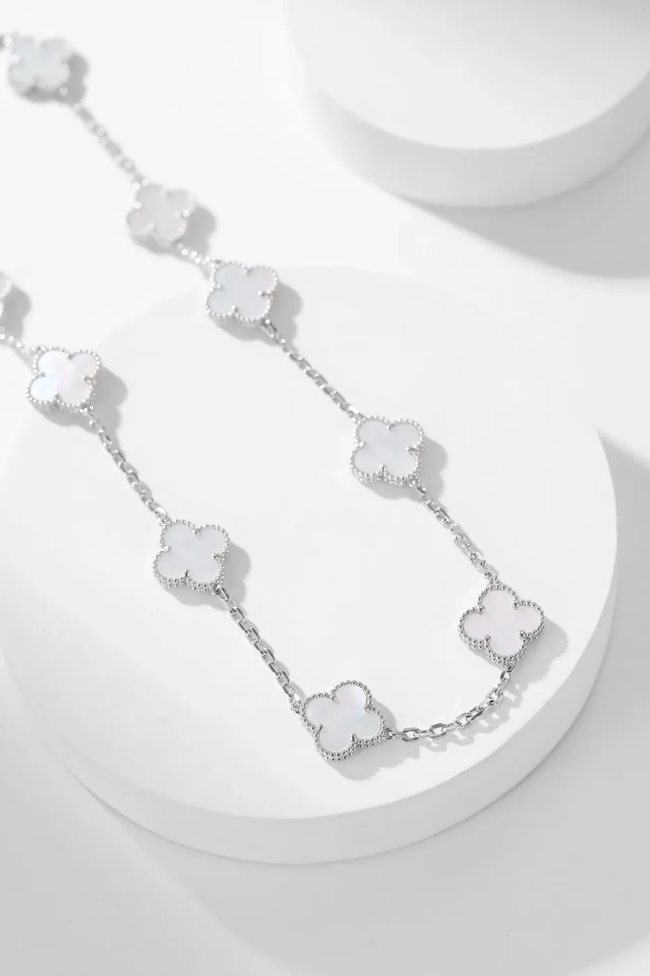 Van Cleef  Arpels Alhambra White Ten-Motif Silver-Tone Necklace product view 3
