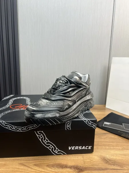 Versace Leather Sneakers in Black product photo