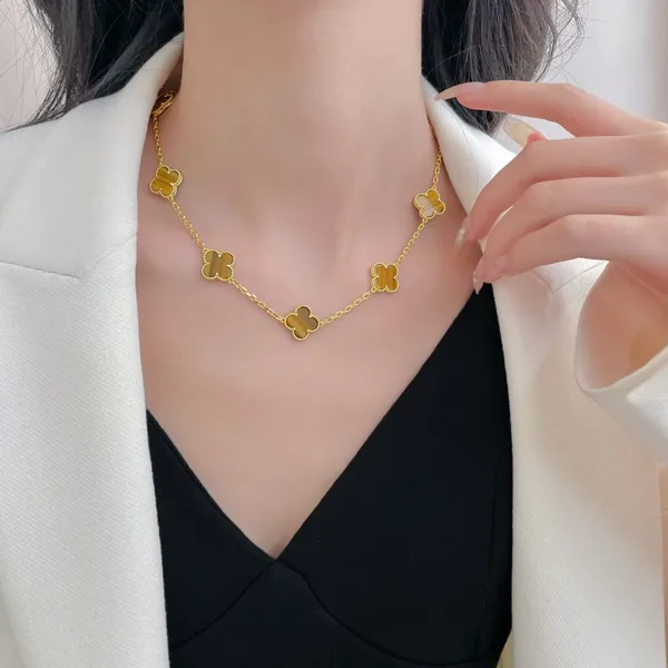 Van Cleef  Arpels Alhambra Brown Ten-Motif Gold-Tone Necklace product view 9