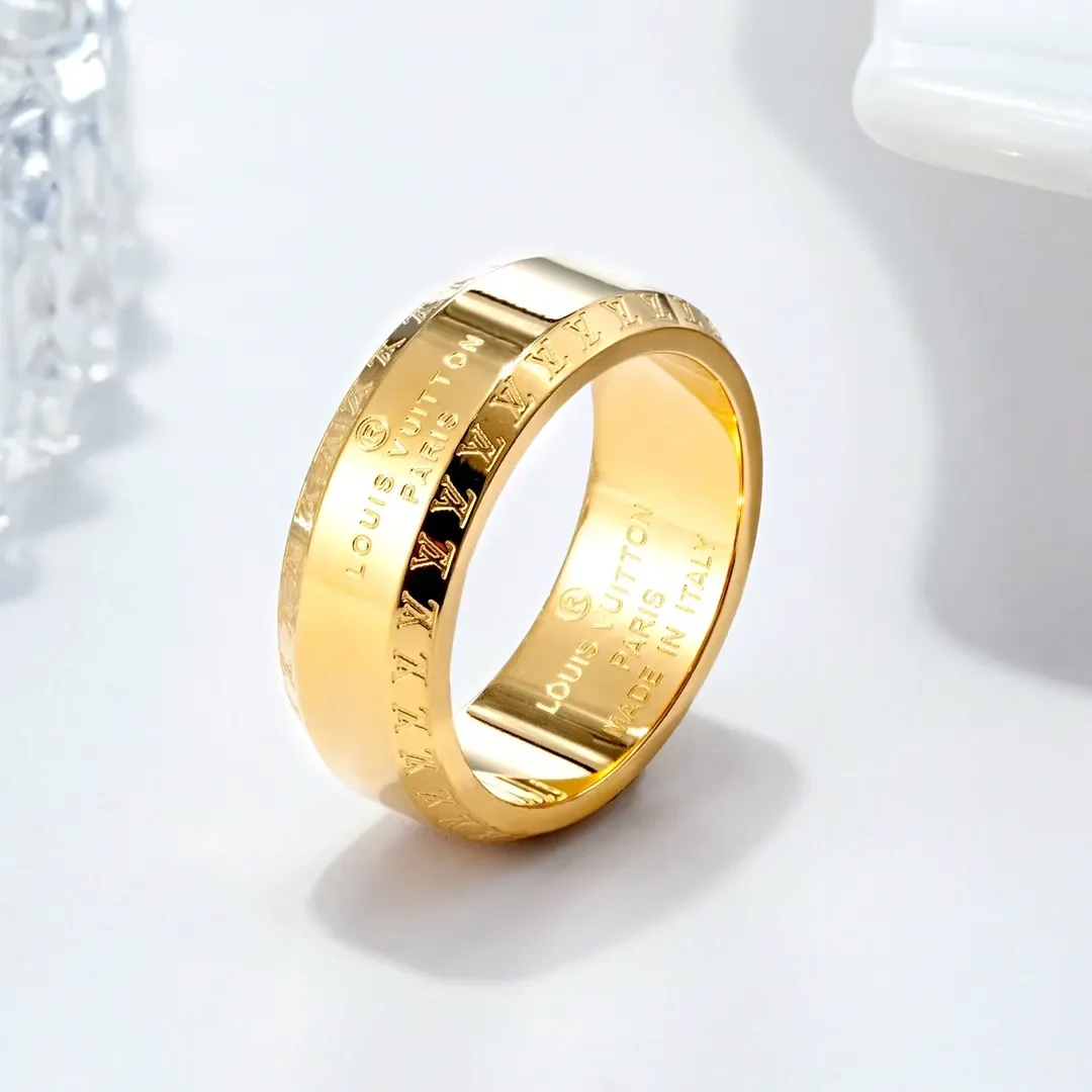 Louis Vuitton Engraved Wide Band Ring Gold-Tone product view 1
