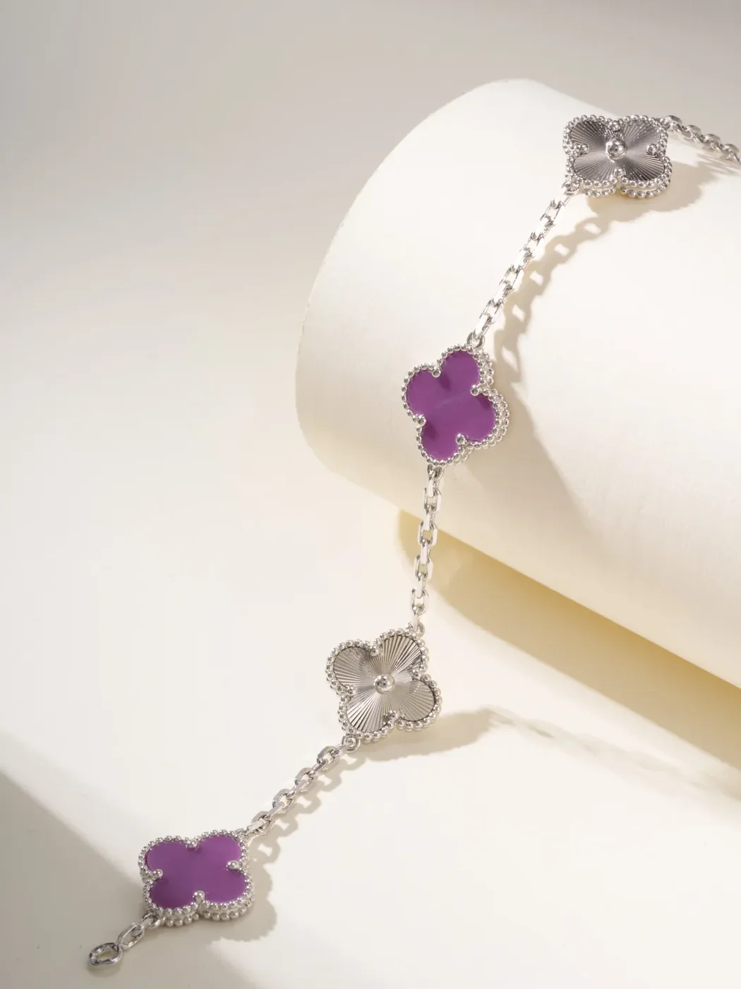 Van Cleef  Arpels Alhambra Purple Clover and Silver-Tone Knot Bracelet product view 2