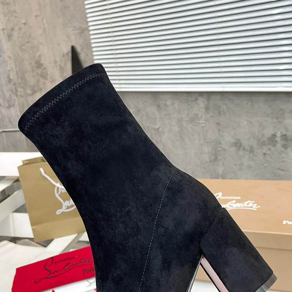 Christian Louboutin Strechadoxa 70 Suede-Effect Ankle Boots Black product view 7