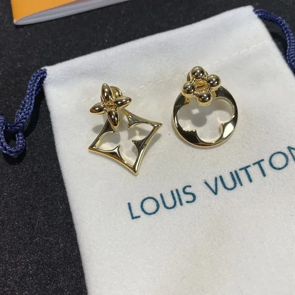 Louis Vuitton Asymmetric Hollow Blossom Earrings Gold-Tone product photo