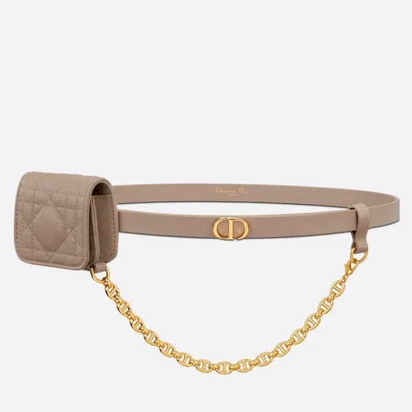 Dior Caro 15MM Belt with Removable Pouch in Beige Calfskin product photo