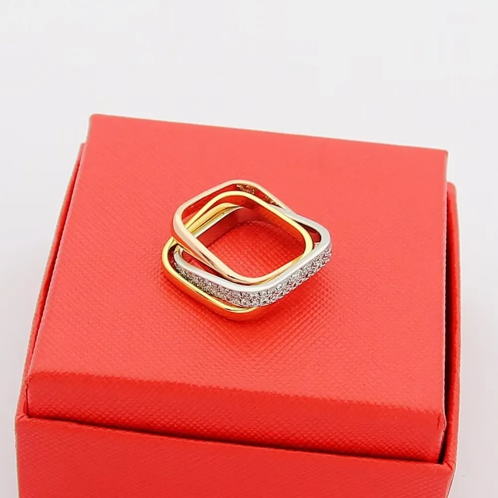 Cartier Trinity Three-Tone Interlocking Ring with Pave-Effect Band product view 4