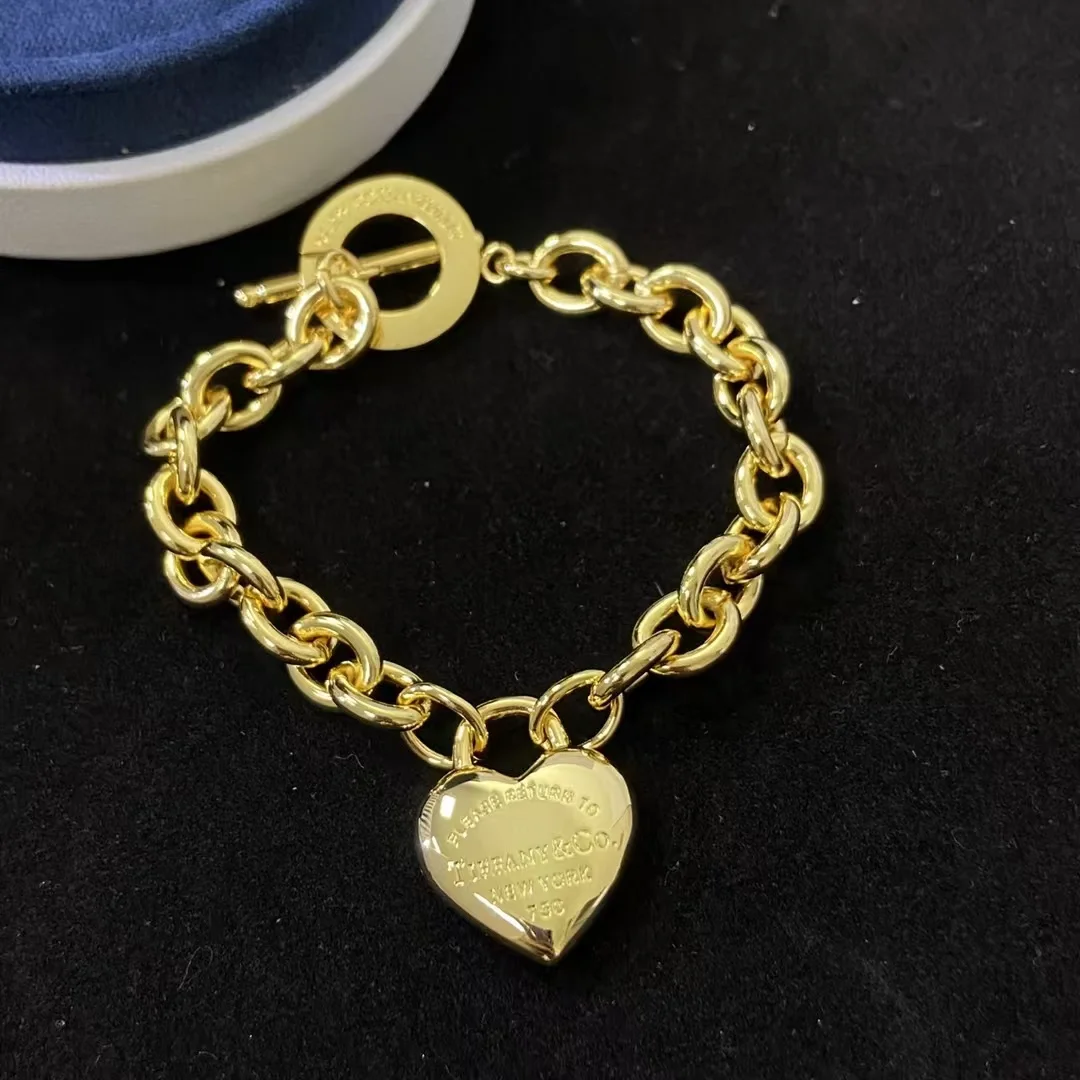 Tiffany  Co. Heart Charm Toggle Chain Bracelet Gold-Tone product view 1