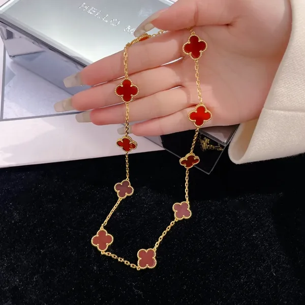 Van Cleef  Arpels Alhambra Red Ten-Motif Gold-Tone Necklace product view 8