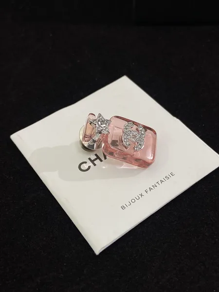 Chanel Perfume Bottle Brooch Pink and Silver-Tone product view 3