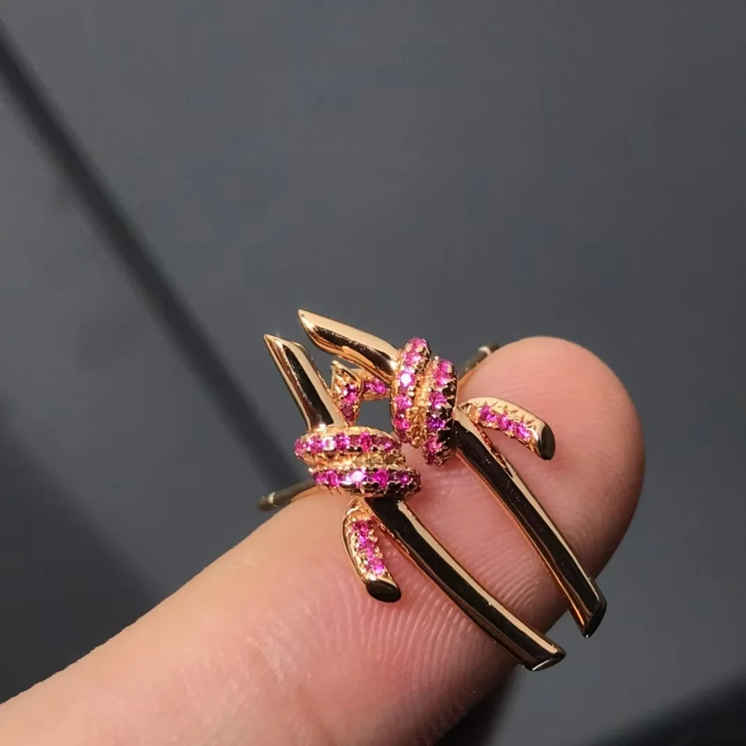 Tiffany  Co. Knot Pink Pavé-Effect Stud Earrings Rose-Tone product view 7