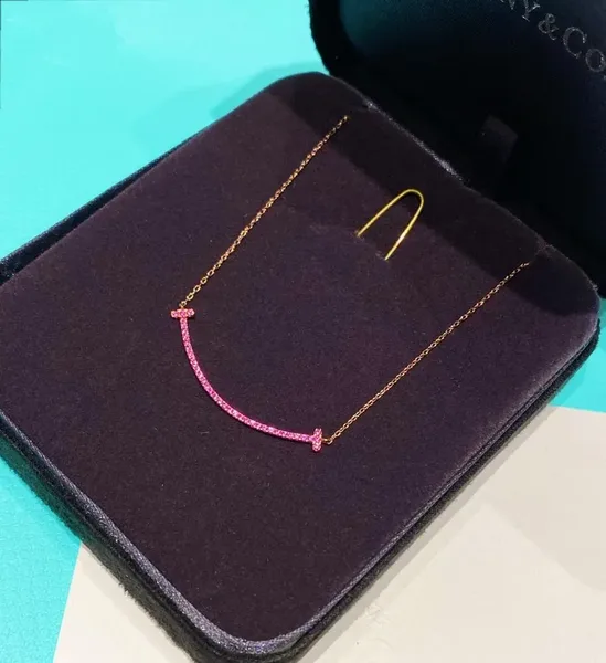 Tiffany  Co. Pink Pavé-Effect Smile Necklace Rose-Tone product photo