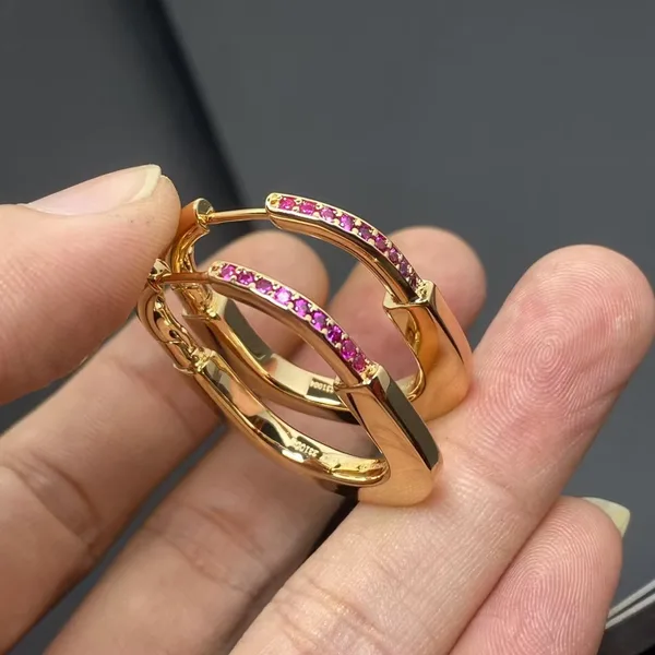 Tiffany  Co. Lock Pink Pavé-Effect Hoop Earrings Gold-Tone product view 2