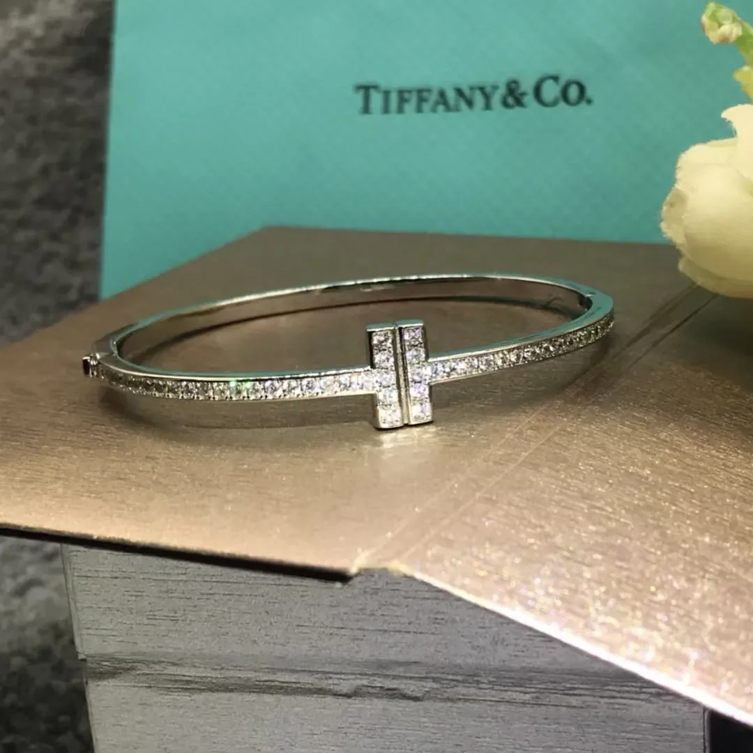 Tiffany  Co. Double T Full Pavé-Effect Bangle Rose-Tone product view 2
